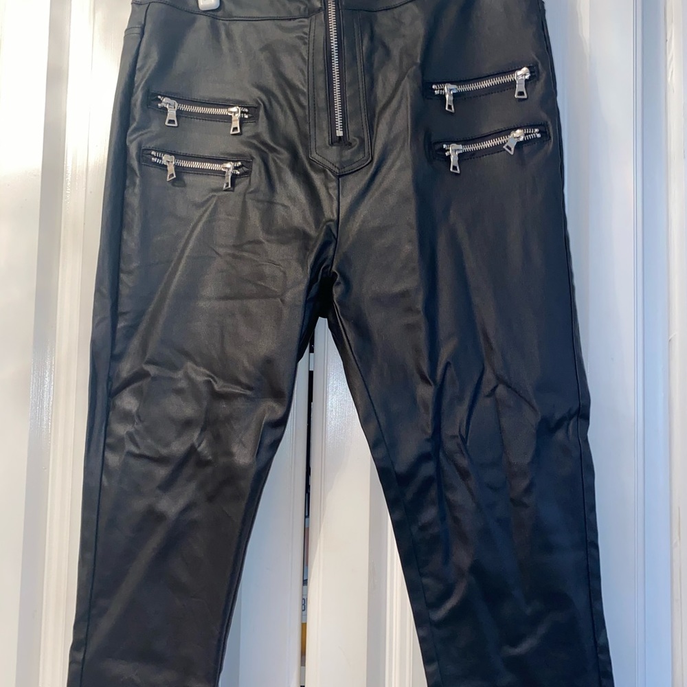 Black leather zipper pants - Picture 2 of 3